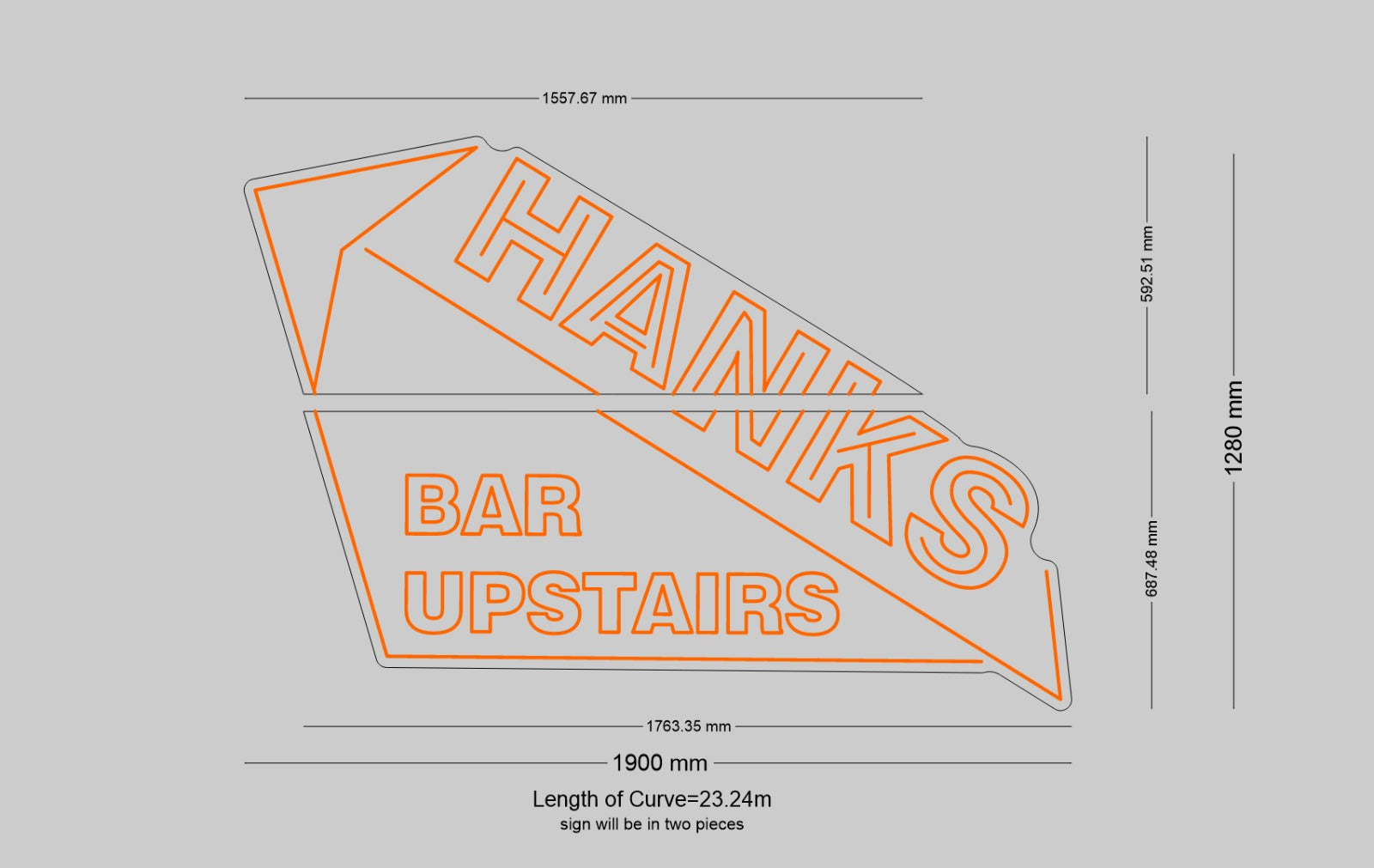 Custom Sign: HANKS BAR UPSTAIRS