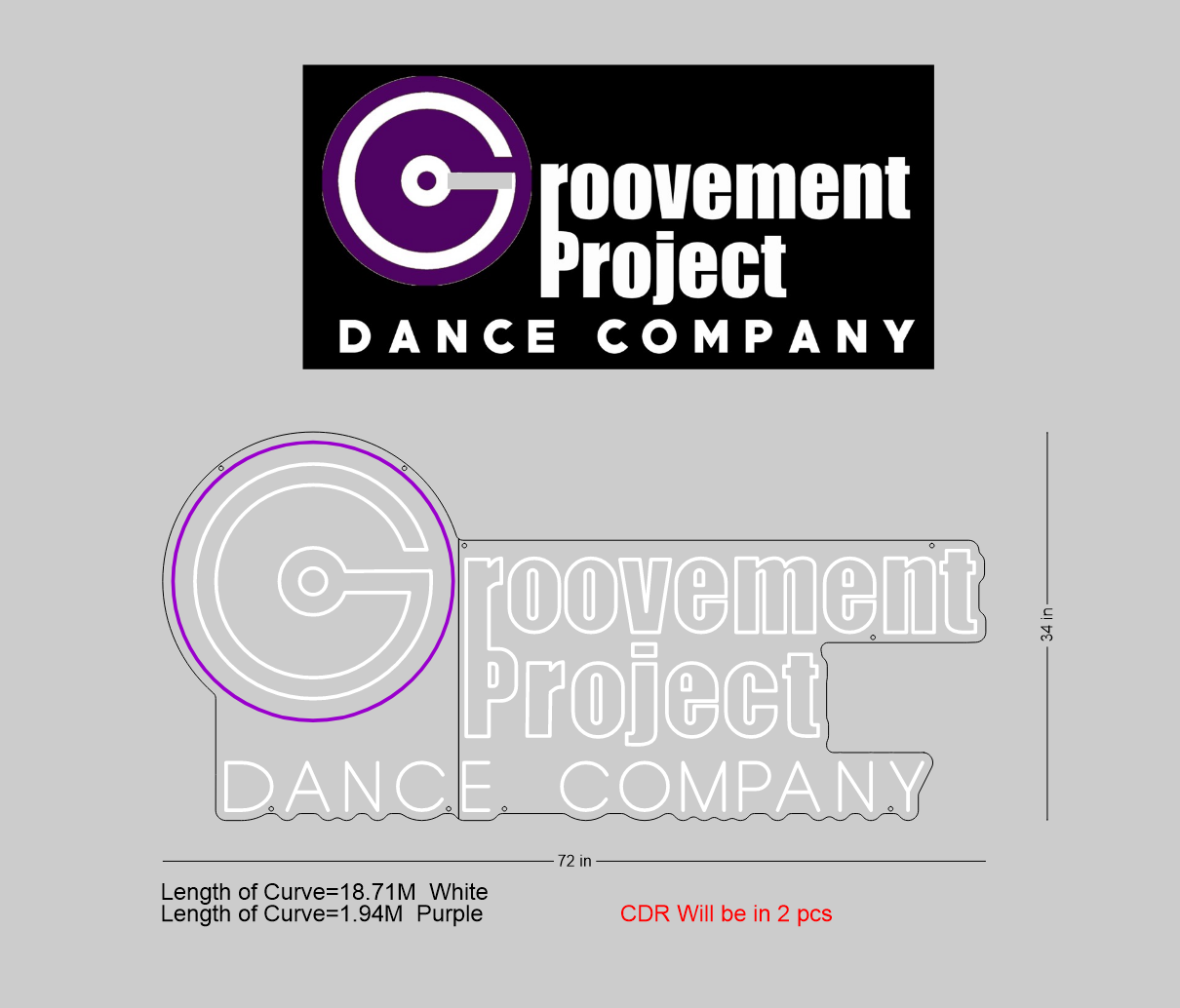 Custom Sign: Groovement Project DANCE COMPANY