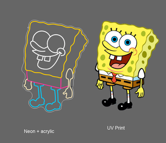 SPONGEBOB SQUAREPANTS UV ART LED NEON SIGN