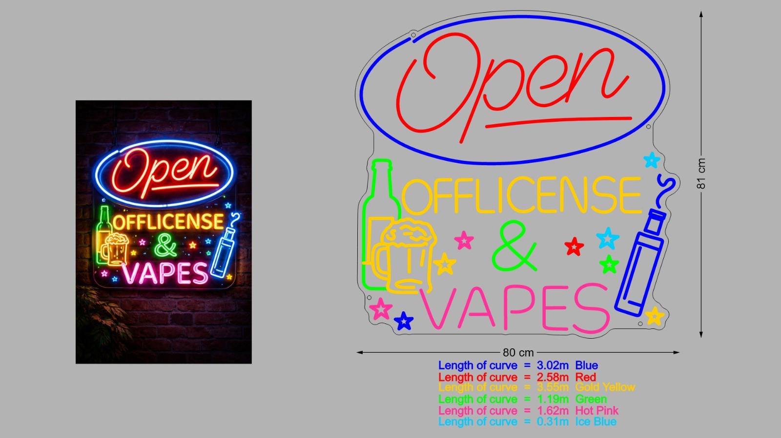 Custom Sign: Open OFFLICENCE & VAPES