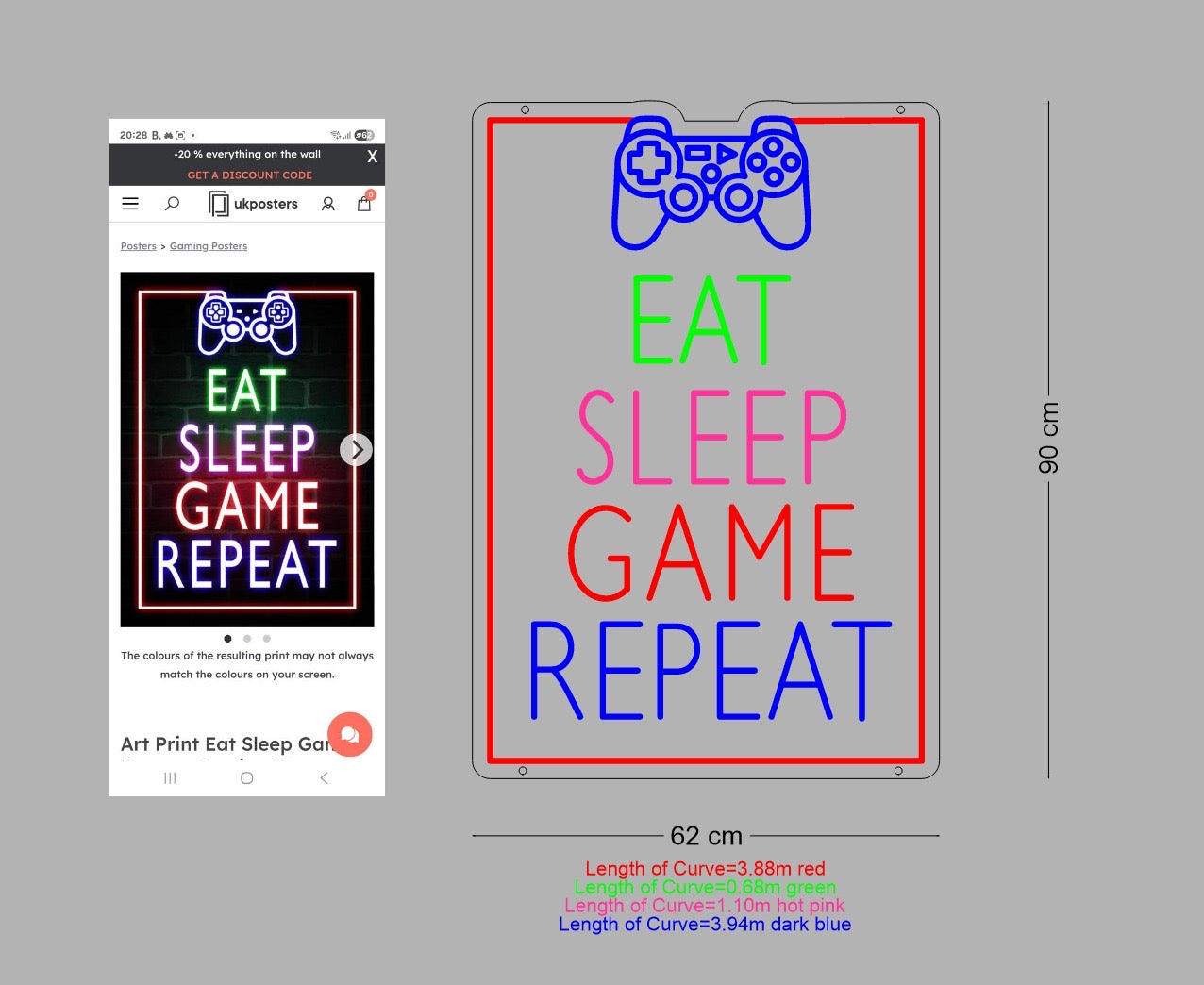 Custom Sign: EAT SLEEP GAME REPEAT