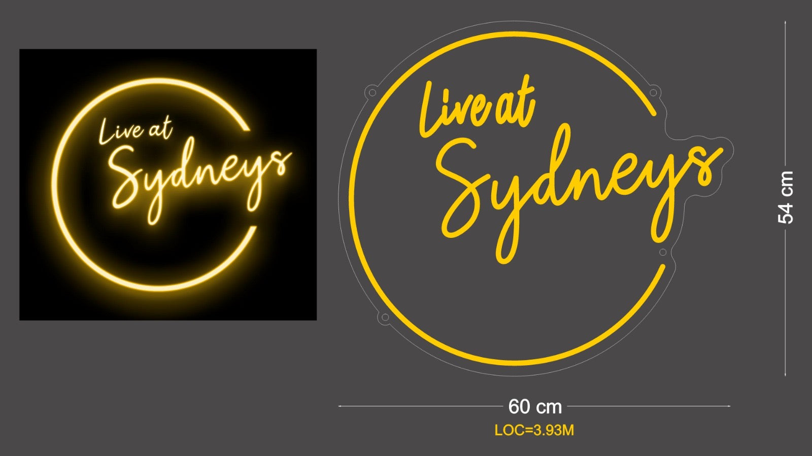 Custom Sign: Live at Sydneys
