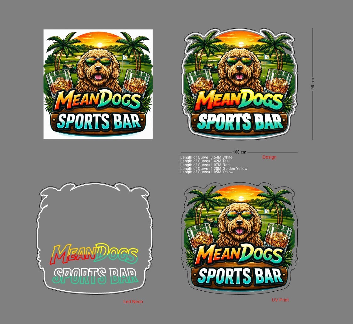 Custom Sign: MEAN DOGS SPORTS BAR