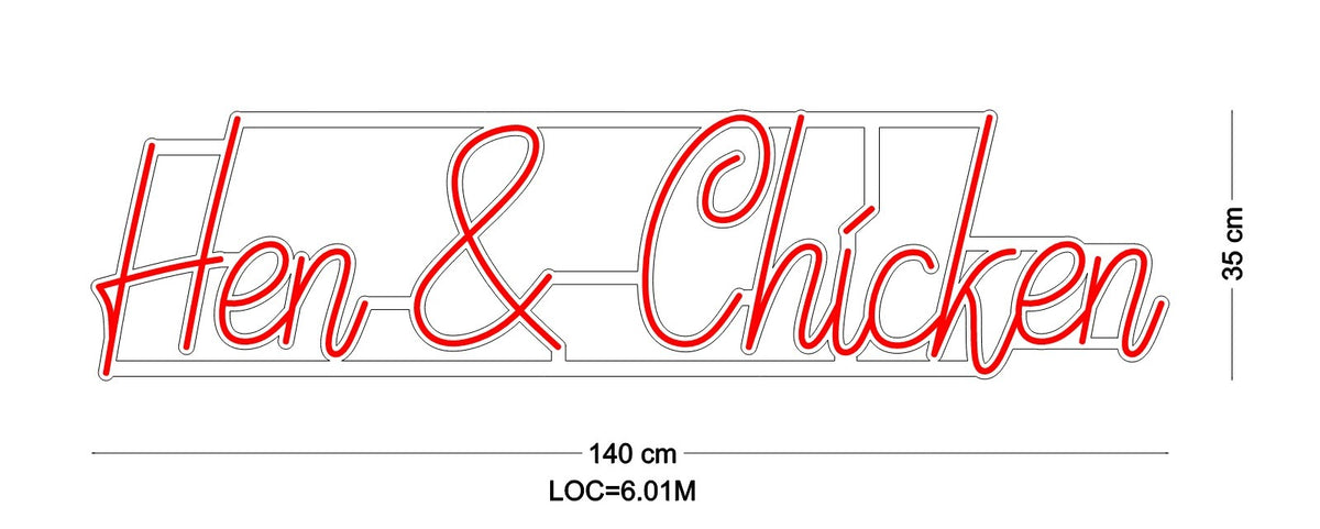 Custom Neon Sign Hen & Chicken