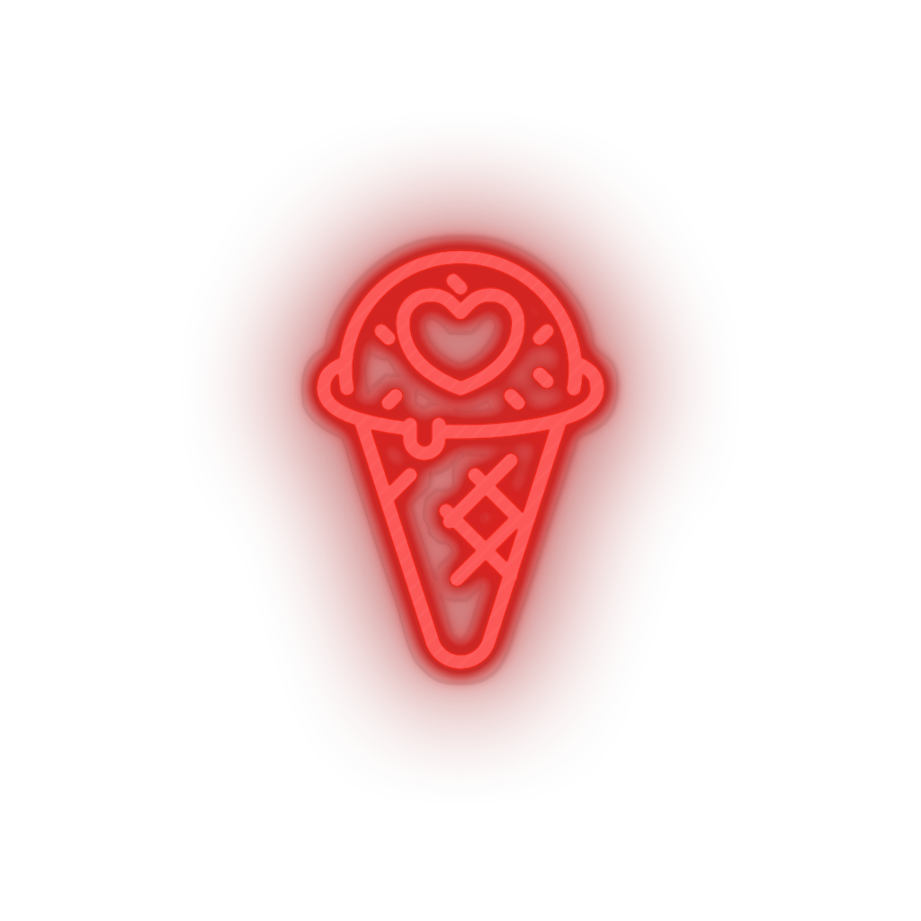 red ice_cream led heart ice cream love relationship romance sweet valentine day neon factory