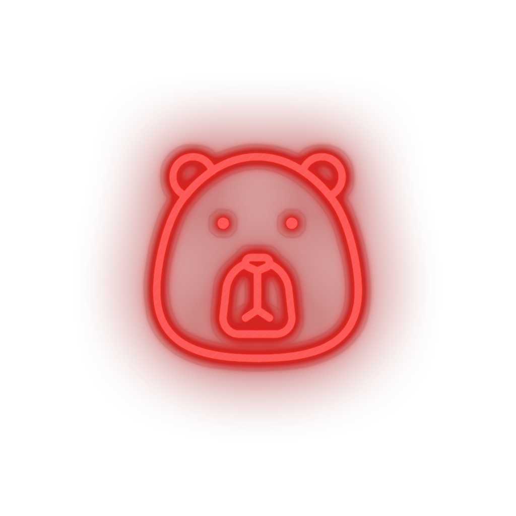 red bear led animal bear carnivore cartoon fauna head zoo neon factory