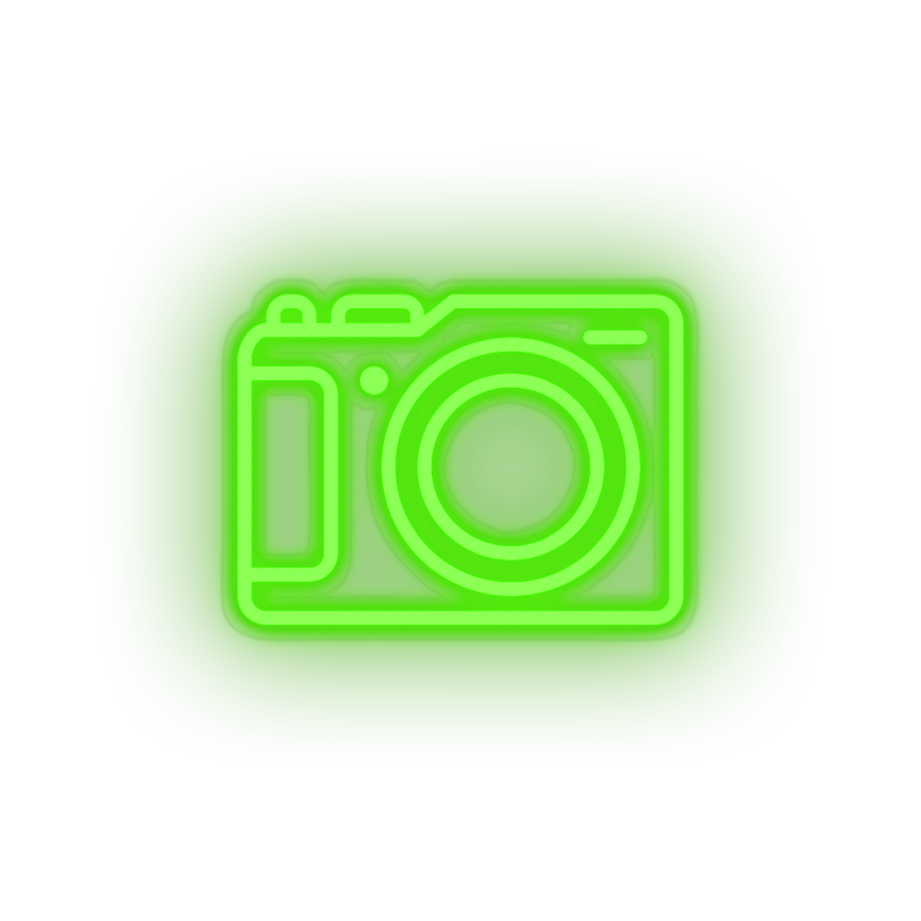 green camera led camera holiday photo shot tourism travel vacation neon factory