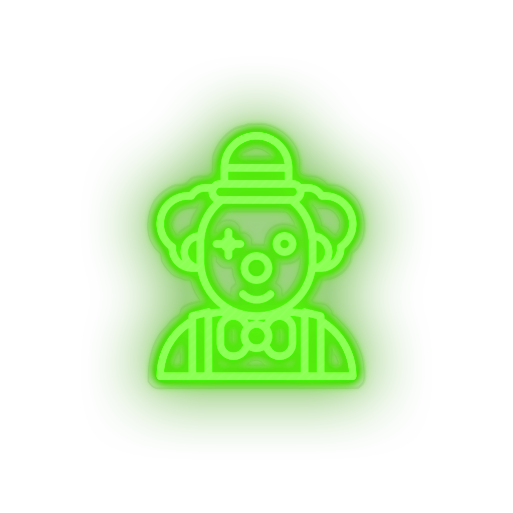 green clown led amusement carnival circus clown funny joker parade neon factory