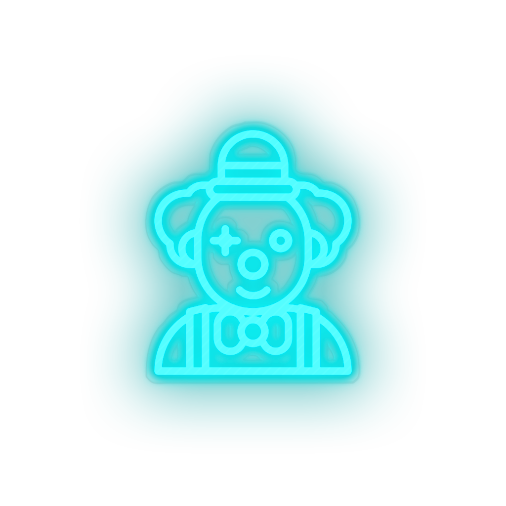 ice_blue clown led amusement carnival circus clown funny joker parade neon factory