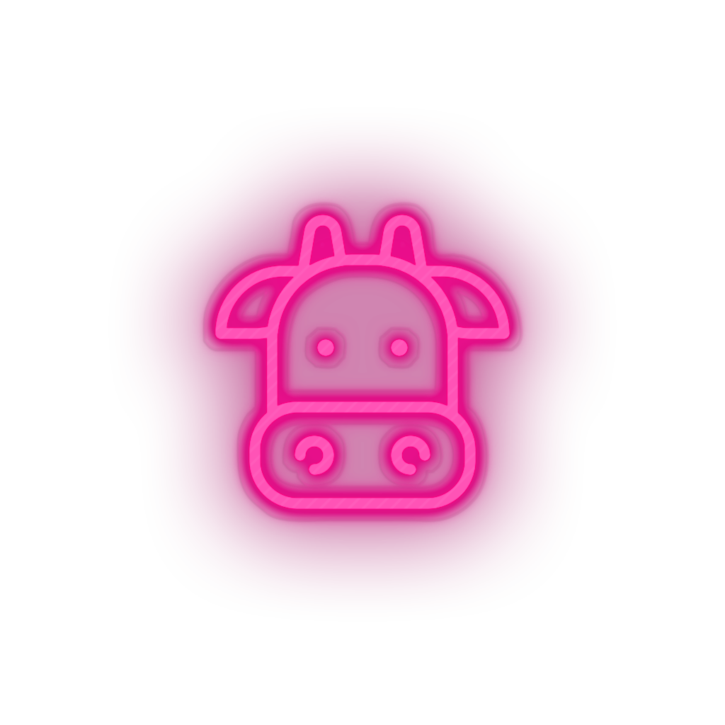 pink cow led animal cartoon cow farm fauna herbivore zoo neon factory