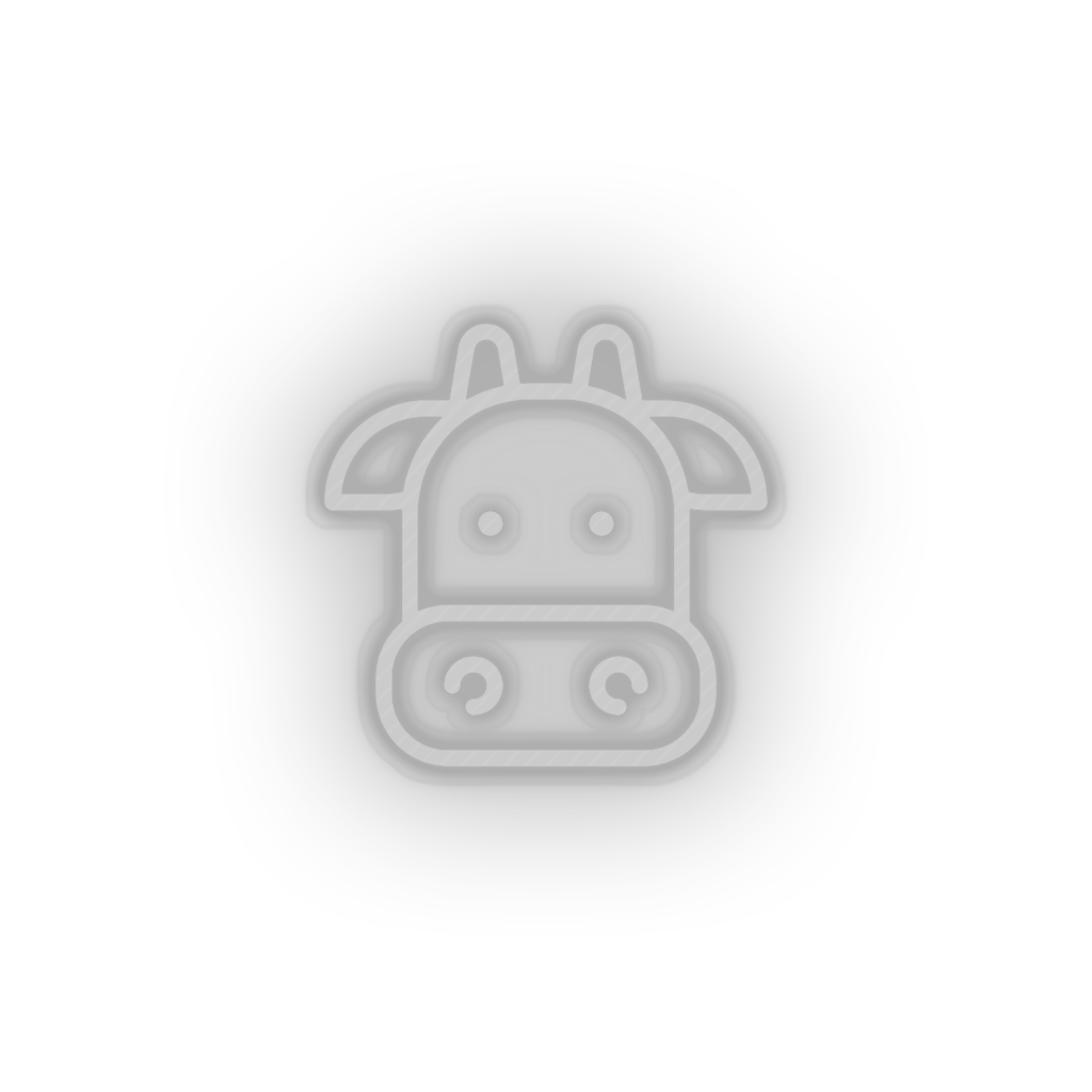 white cow led animal cartoon cow farm fauna herbivore zoo neon factory