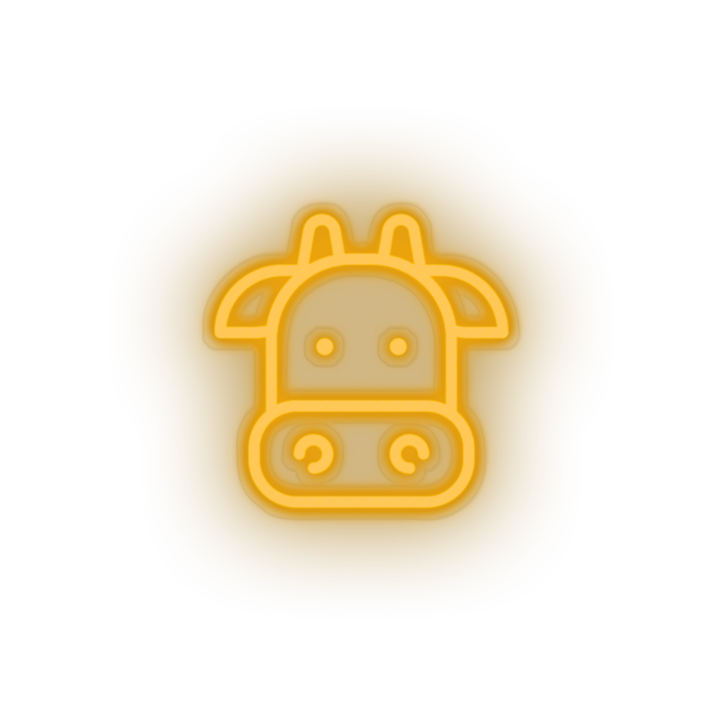 cow Animal cartoon cow farm fauna herbivore zoo Neon led factory