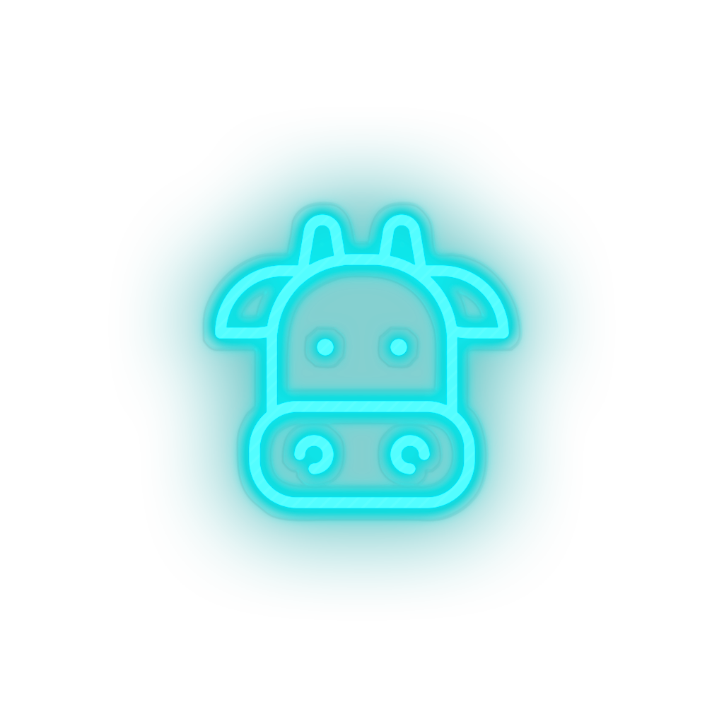 ice_blue cow led animal cartoon cow farm fauna herbivore zoo neon factory