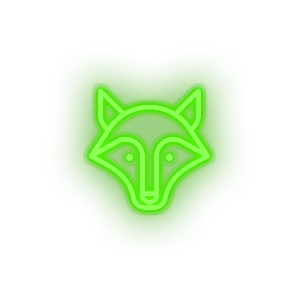 green fox led animal carnivore cartoon fauna fox wolf zoo neon factory