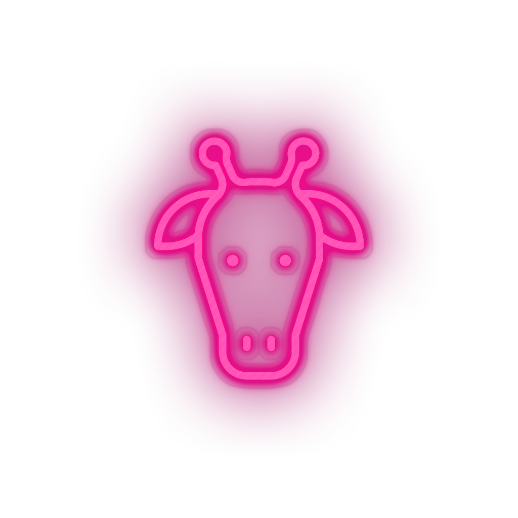 pink giraffe led animal cartoon fauna giraffe head herbivore zoo neon factory