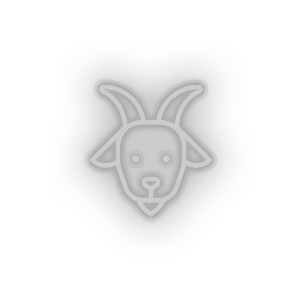 white goat led animal cartoon farm fauna goat herbivore zoo neon factory