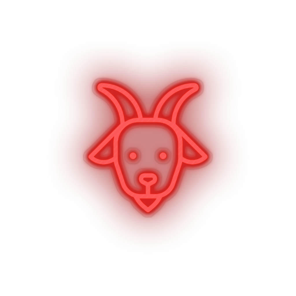 red goat led animal cartoon farm fauna goat herbivore zoo neon factory