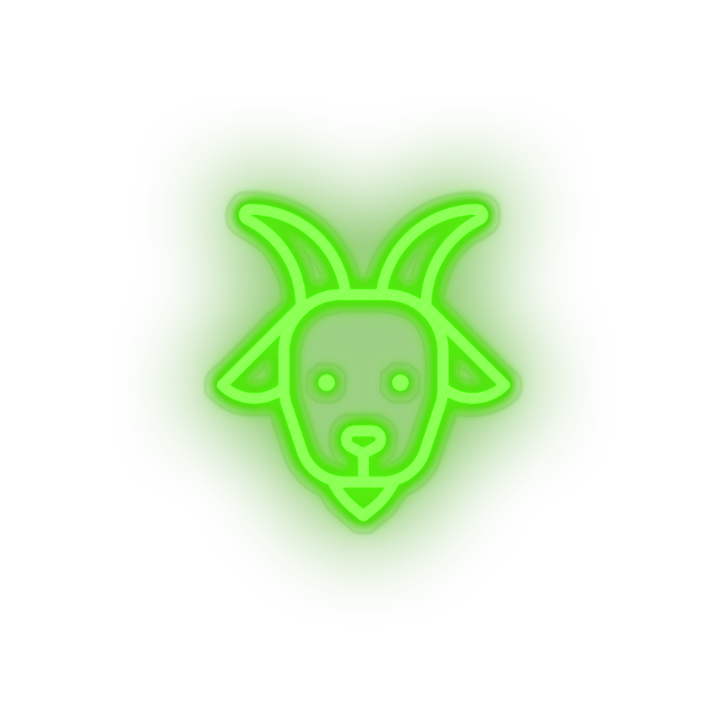 green goat led animal cartoon farm fauna goat herbivore zoo neon factory