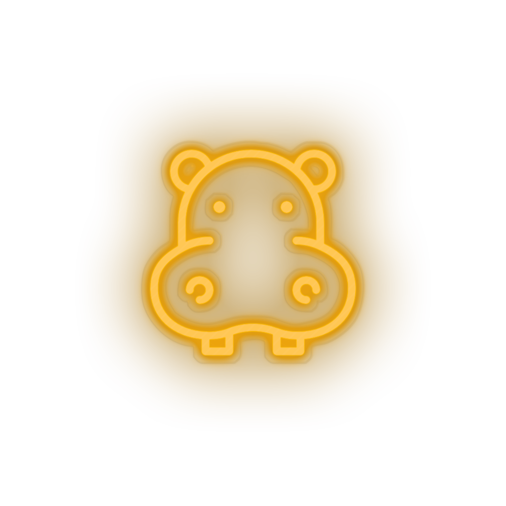 warm_white hippopotamus led animal cartoon fauna herbivore hippo hippopotamus zoo neon factory