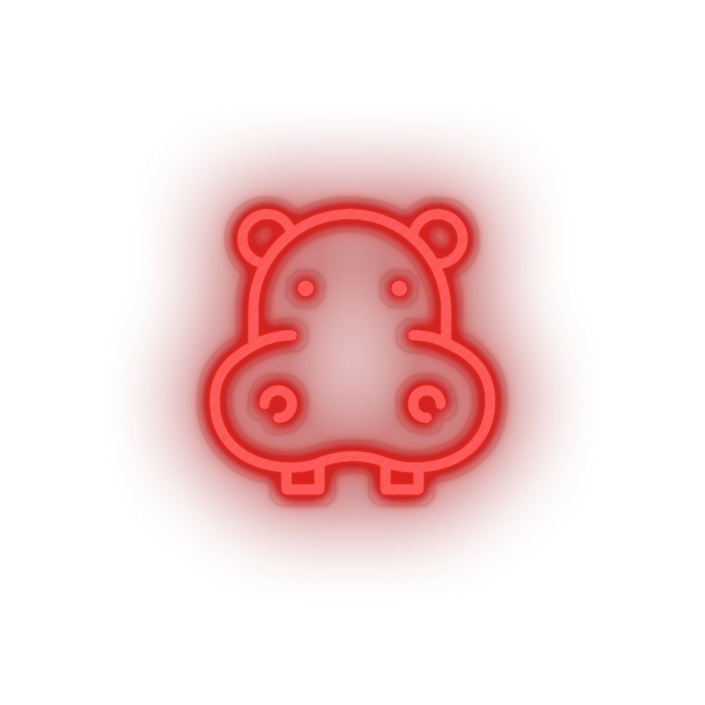 red hippopotamus led animal cartoon fauna herbivore hippo hippopotamus zoo neon factory