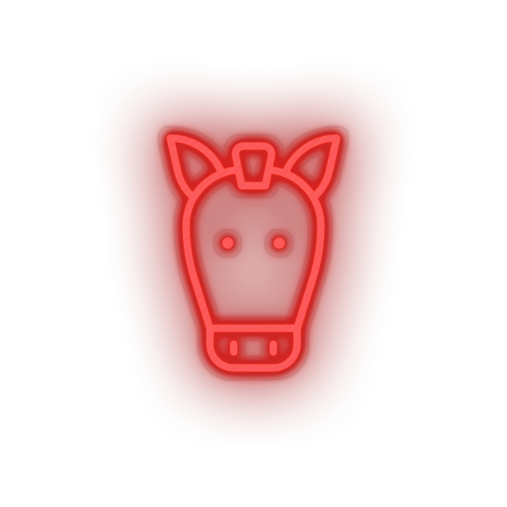 red horse led animal cartoon farm fauna herbivore horse zoo neon factory