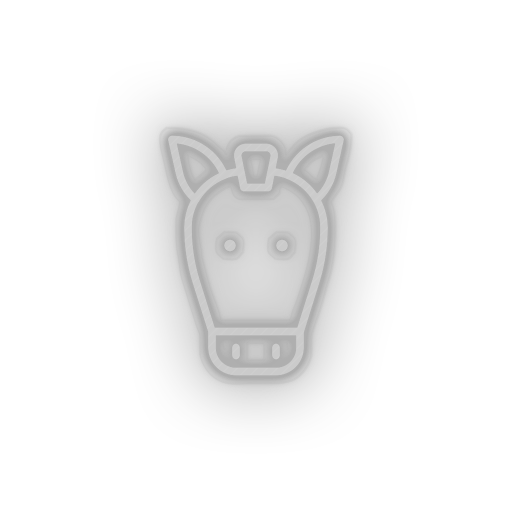 white horse led animal cartoon farm fauna herbivore horse zoo neon factory