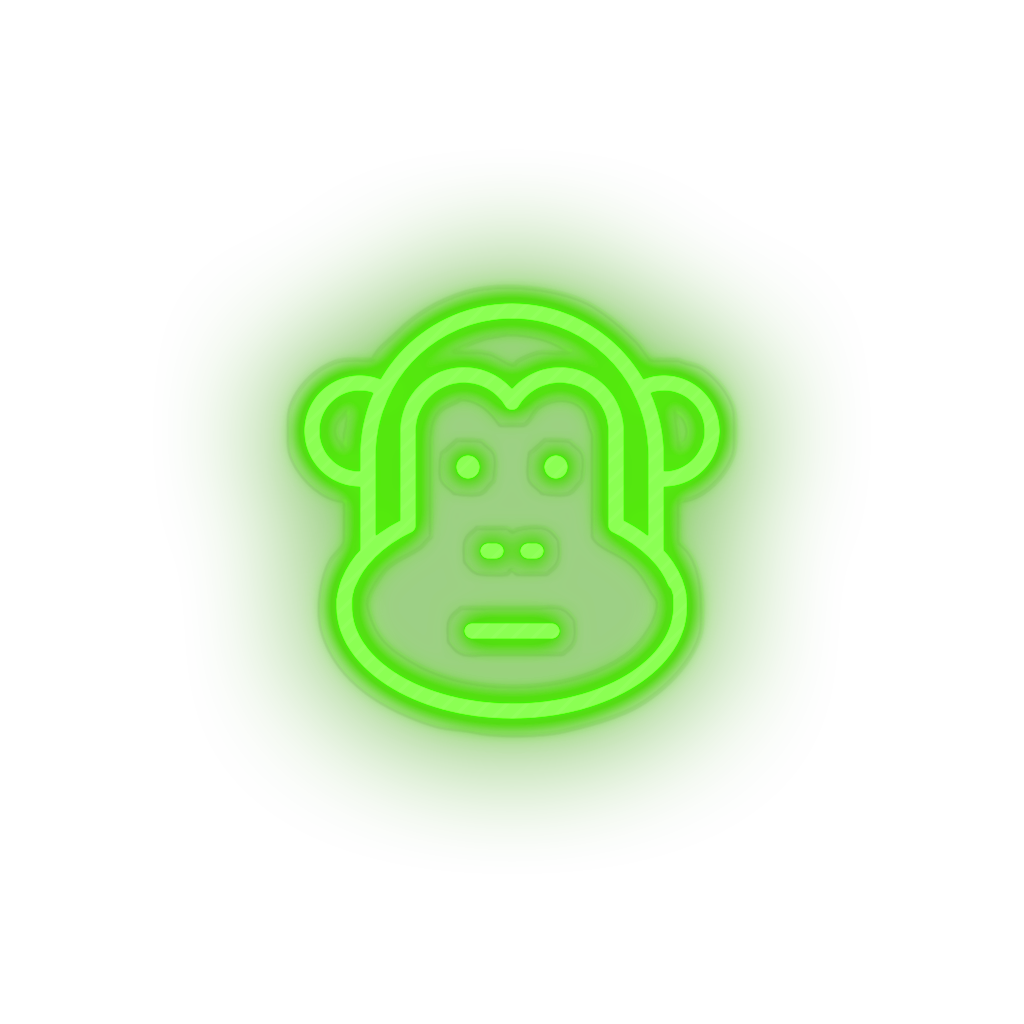 green monkey led animal ape cartoon fauna herbivore monkey zoo neon factory