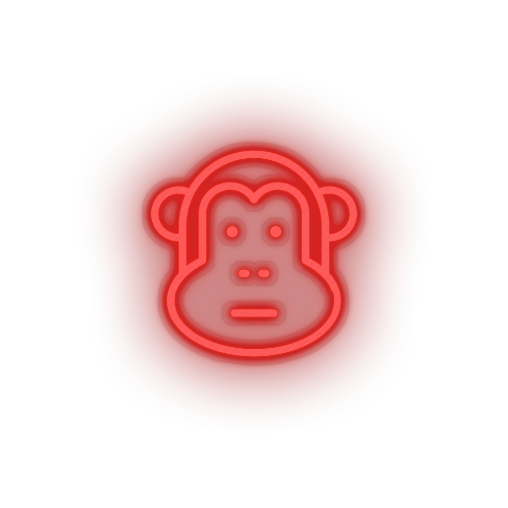 red monkey led animal ape cartoon fauna herbivore monkey zoo neon factory
