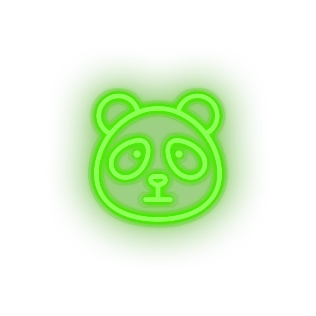 green panda led animal bear cartoon fauna herbivore panda zoo neon factory