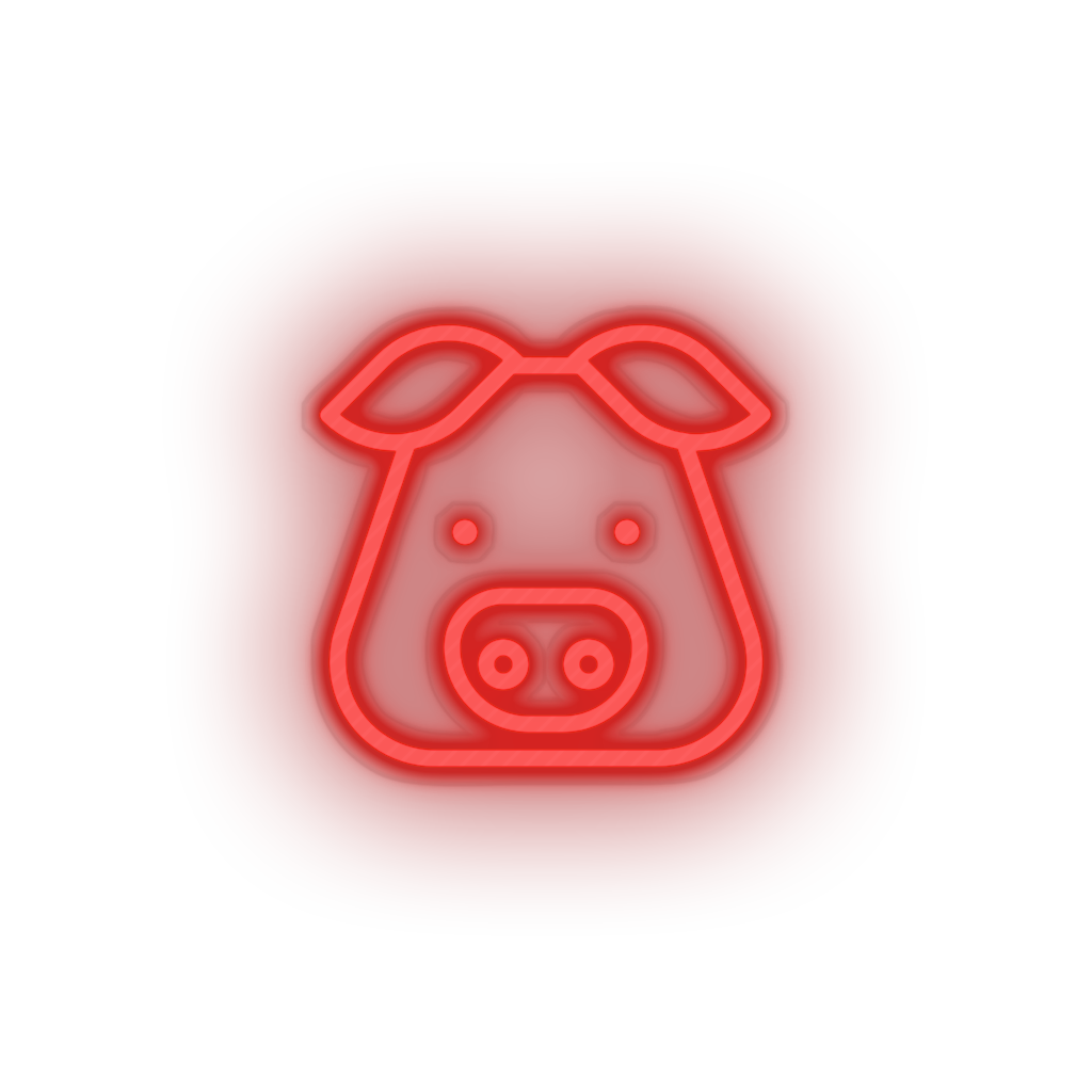 red pig led animal cartoon fauna herbivore pig pork zoo neon factory