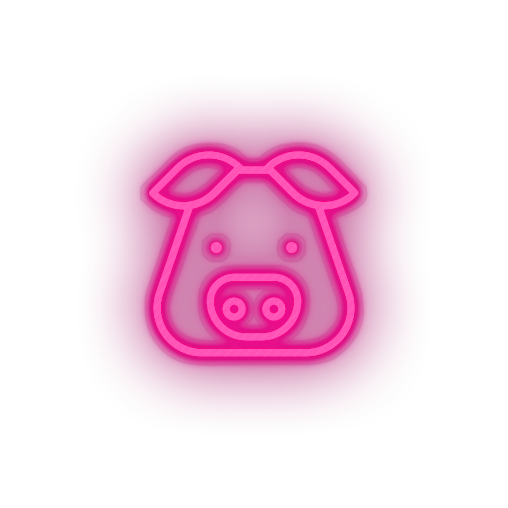 pink pig led animal cartoon fauna herbivore pig pork zoo neon factory