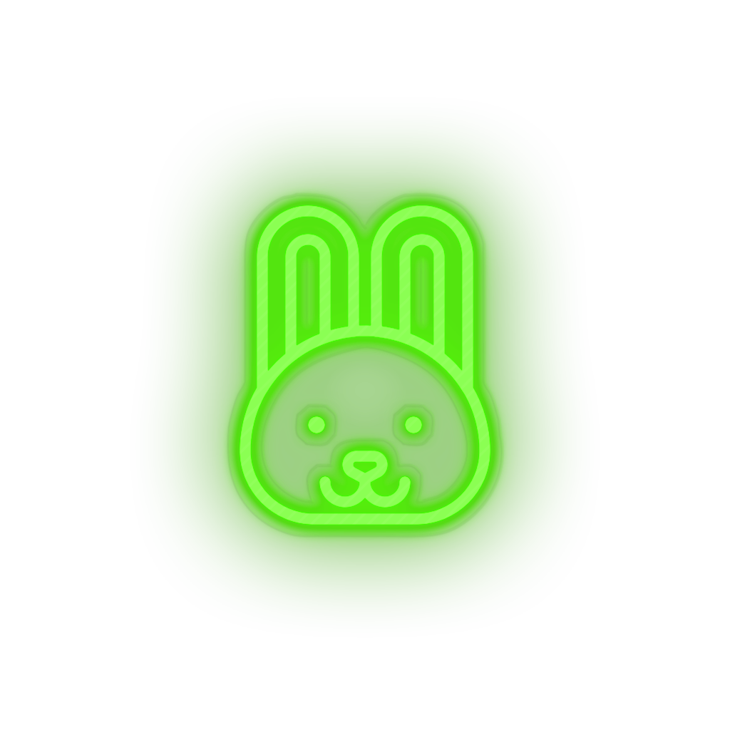 green rabbit led animal bunny cartoon fauna herbivore rabbit zoo neon factory
