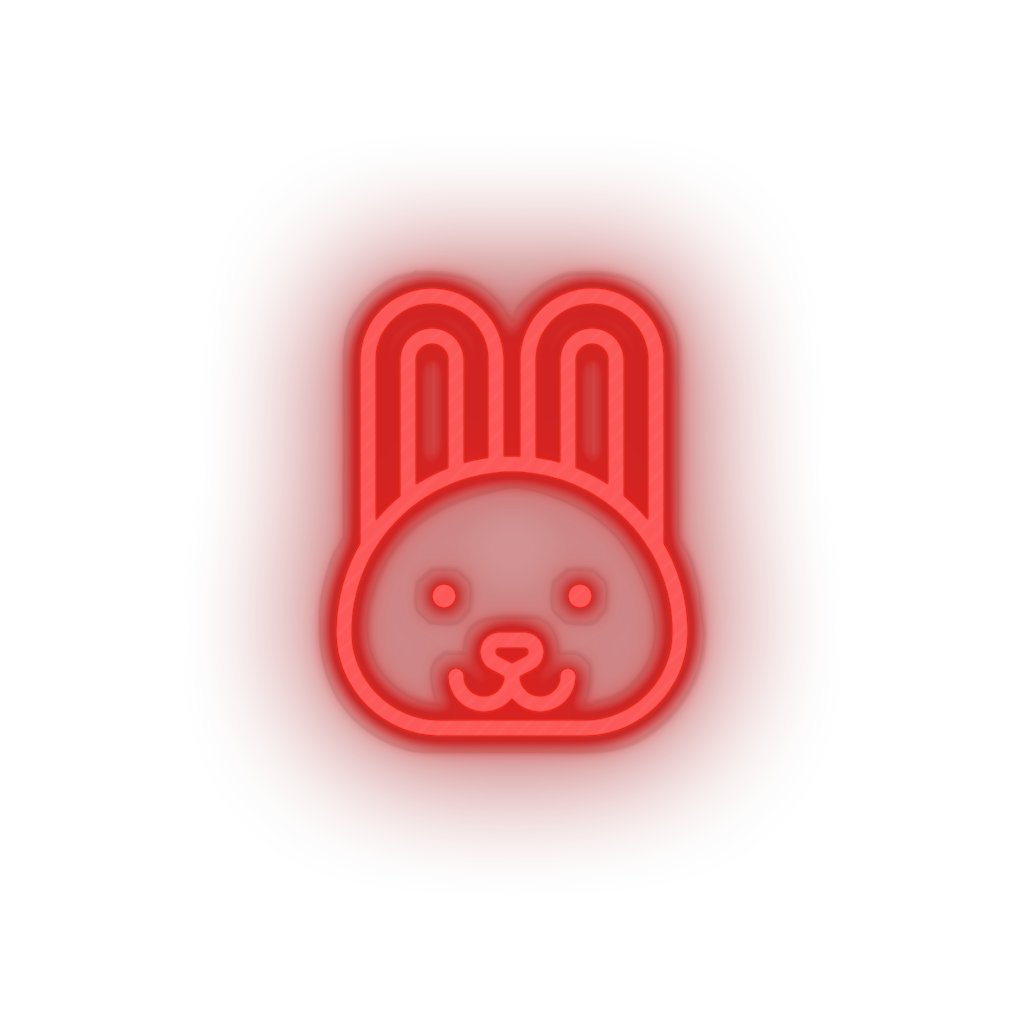 red rabbit led animal bunny cartoon fauna herbivore rabbit zoo neon factory