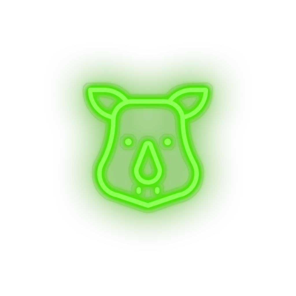 green rhino led animal cartoon fauna herbivore rhino rhinoceros zoo neon factory