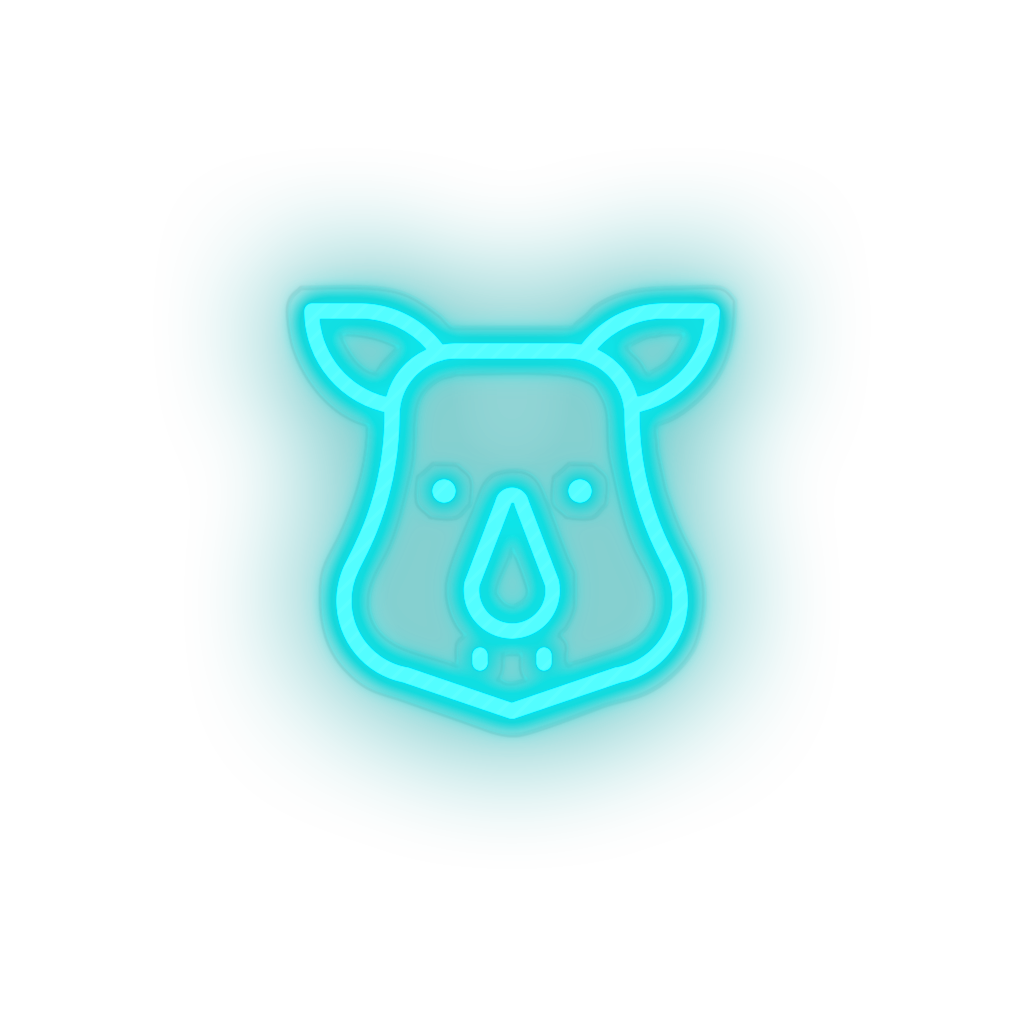 ice_blue rhino led animal cartoon fauna herbivore rhino rhinoceros zoo neon factory