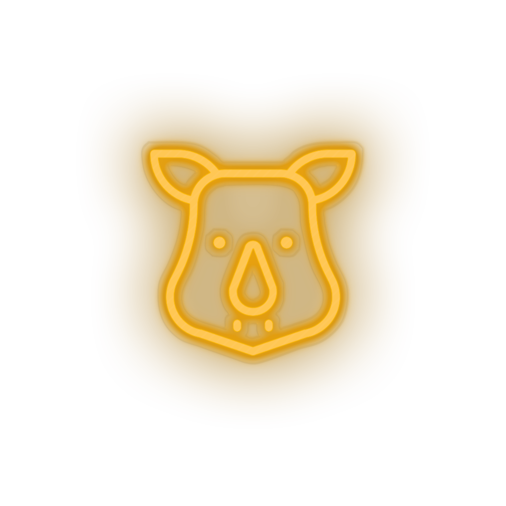 warm_white rhino led animal cartoon fauna herbivore rhino rhinoceros zoo neon factory