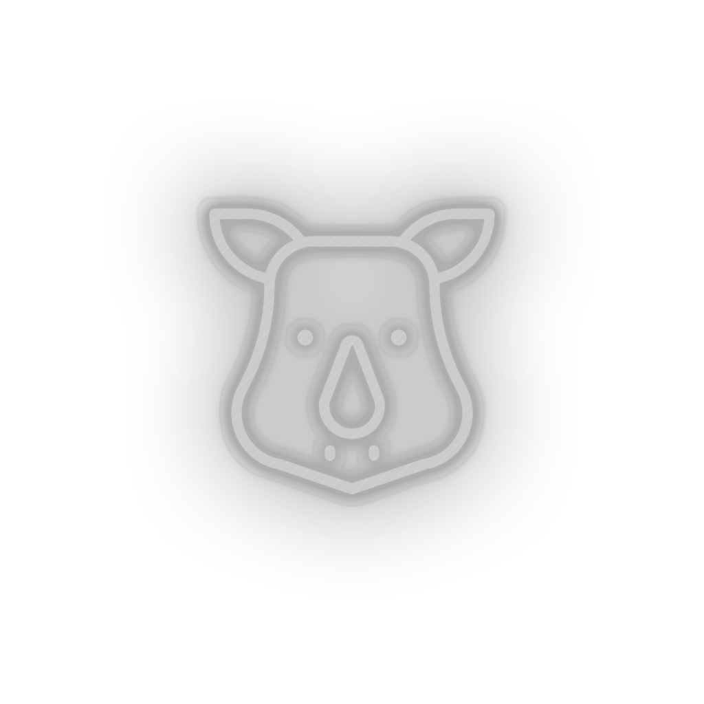 white rhino led animal cartoon fauna herbivore rhino rhinoceros zoo neon factory