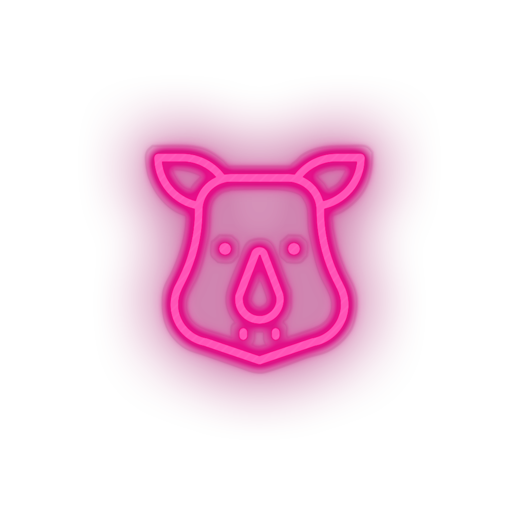 pink rhino led animal cartoon fauna herbivore rhino rhinoceros zoo neon factory