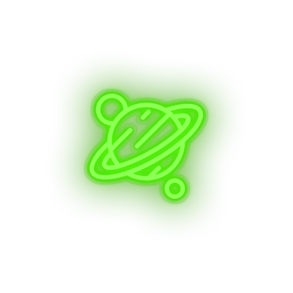 green saturn led adventure astronomy outer space planet saturn saturn ring space neon factory