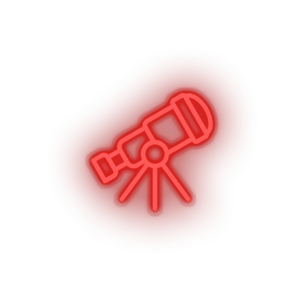 red telescope led adventure astronomy observation outer space space telescope view neon factory