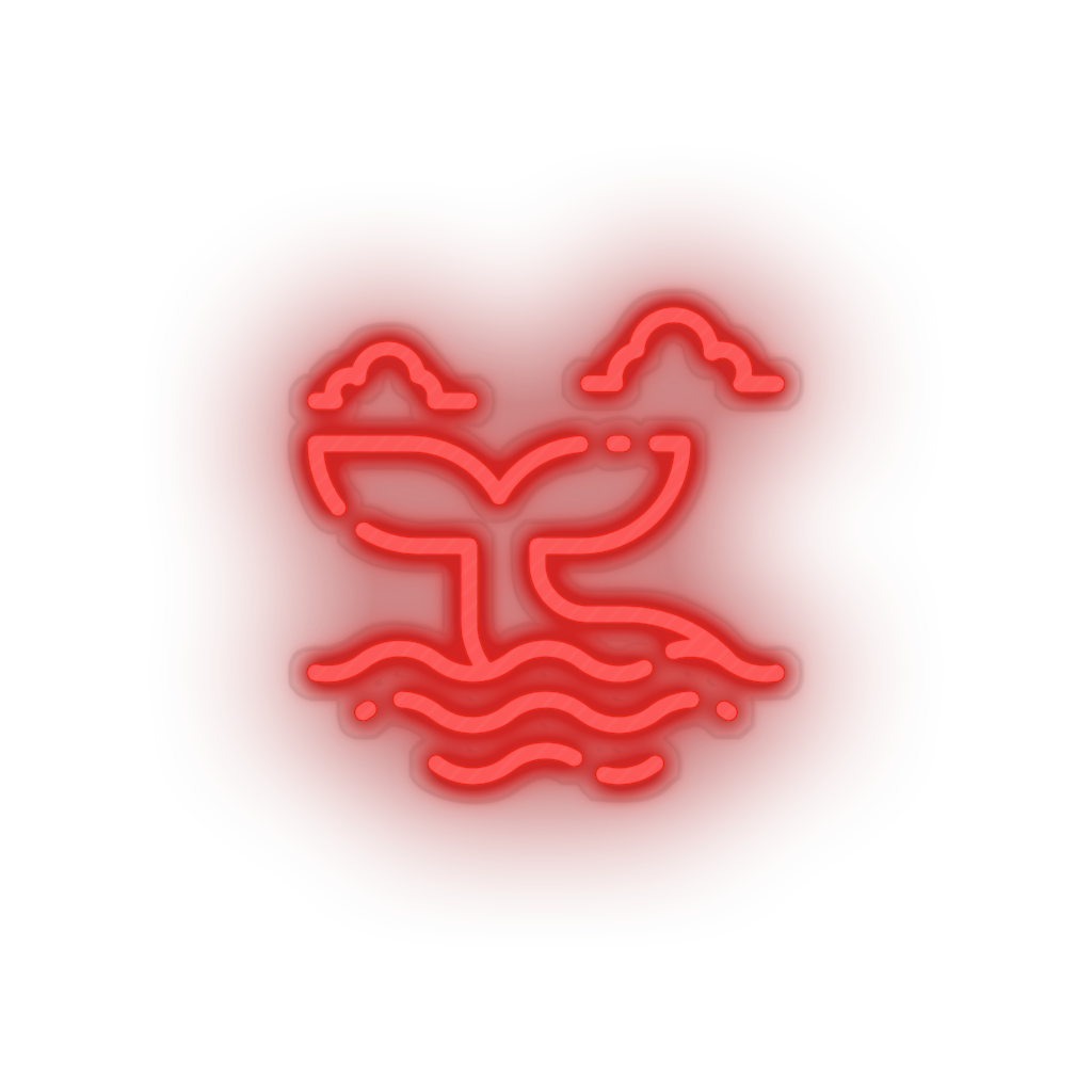 red whale led animal beach holiday summer tail vacation whale neon factory