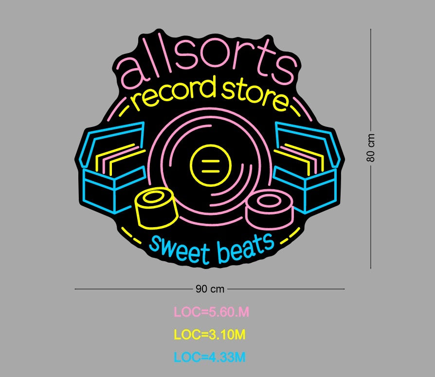 Custom Sign: allsorts record store