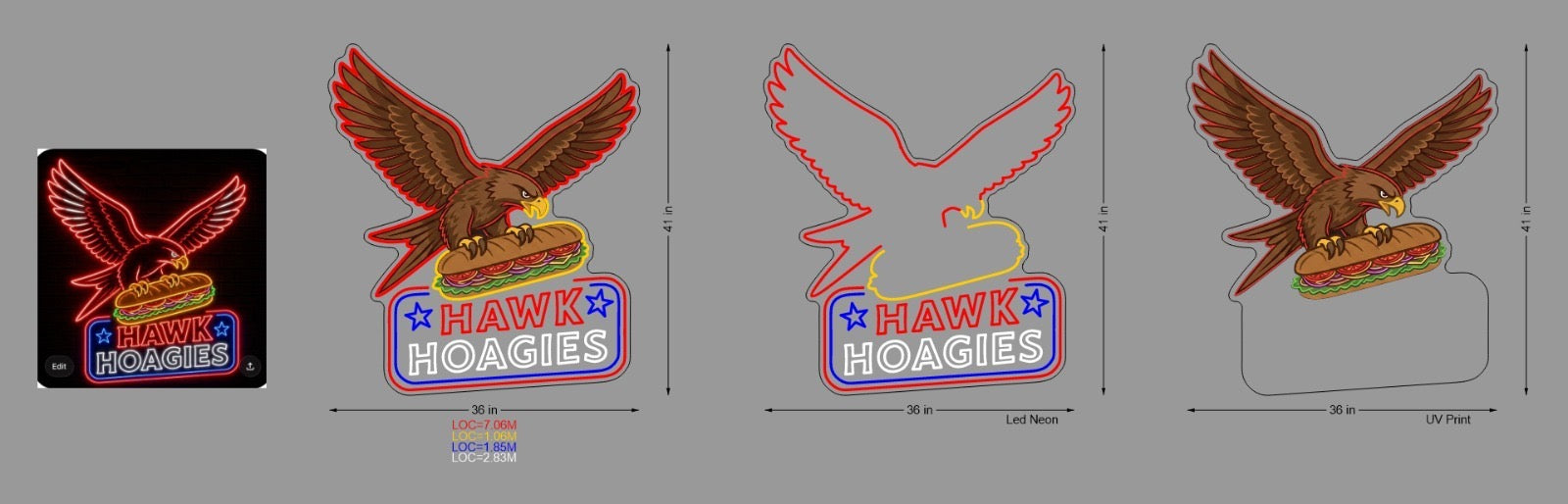 Custom Sign: HAWK HOAGIES