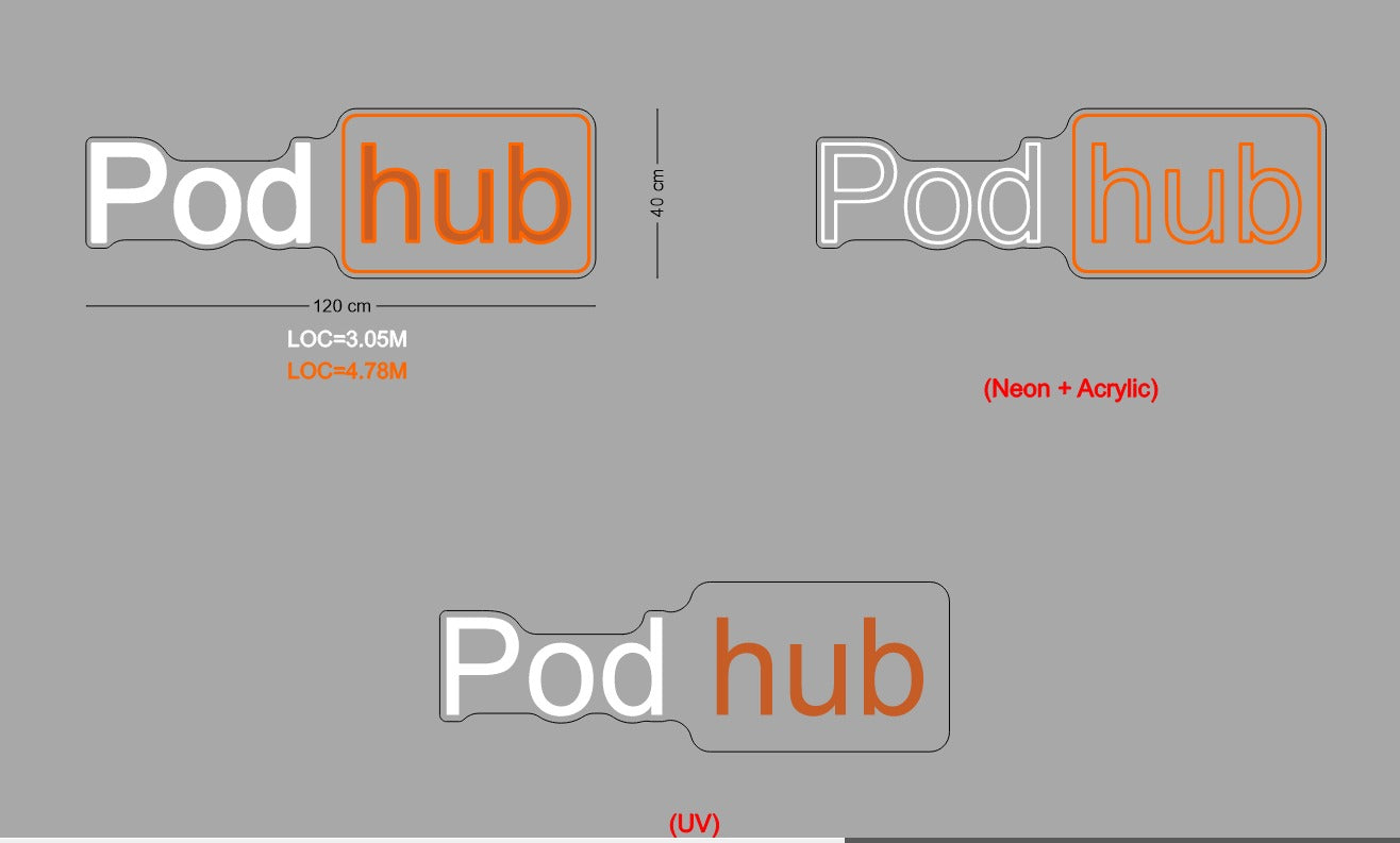 Custom Sign: Pod hub