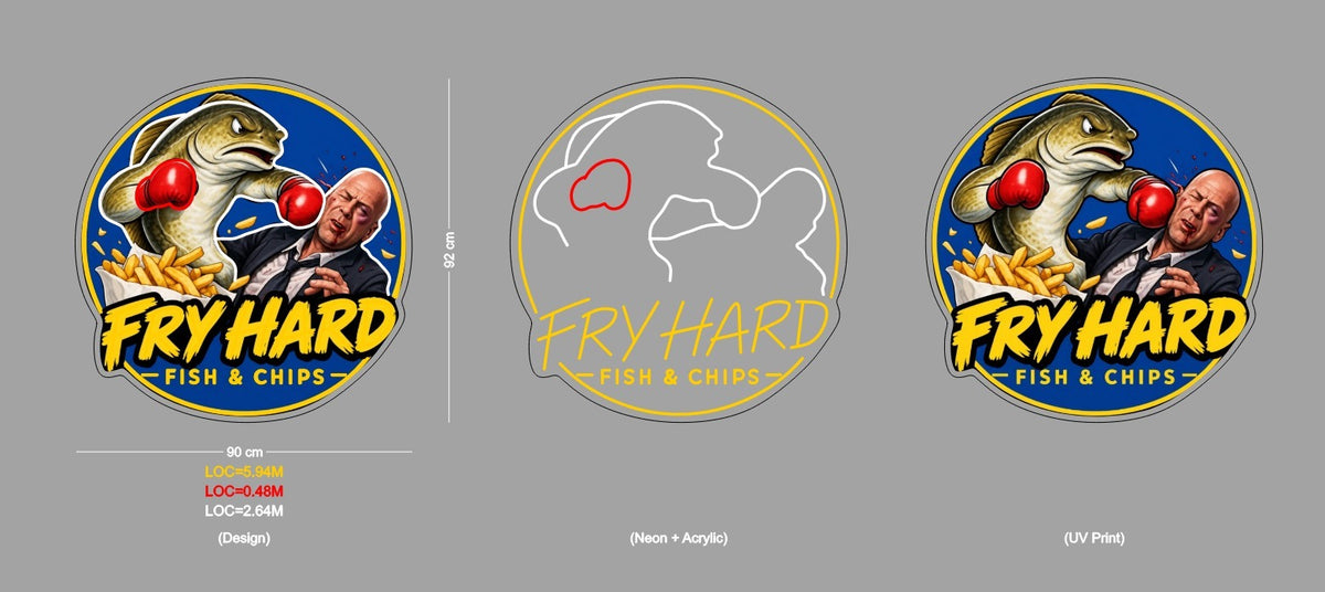 Custom Neon Sign Fry Hard