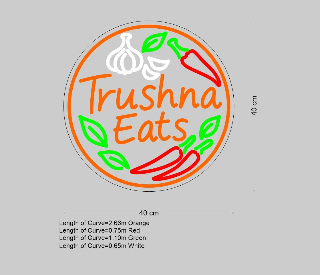 Custom Neon Sign Trushna Eats