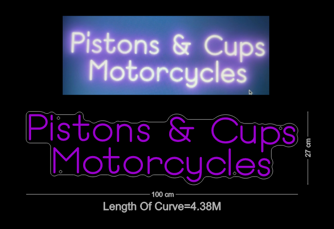Custom Neon: Piston & Cups motorcycles