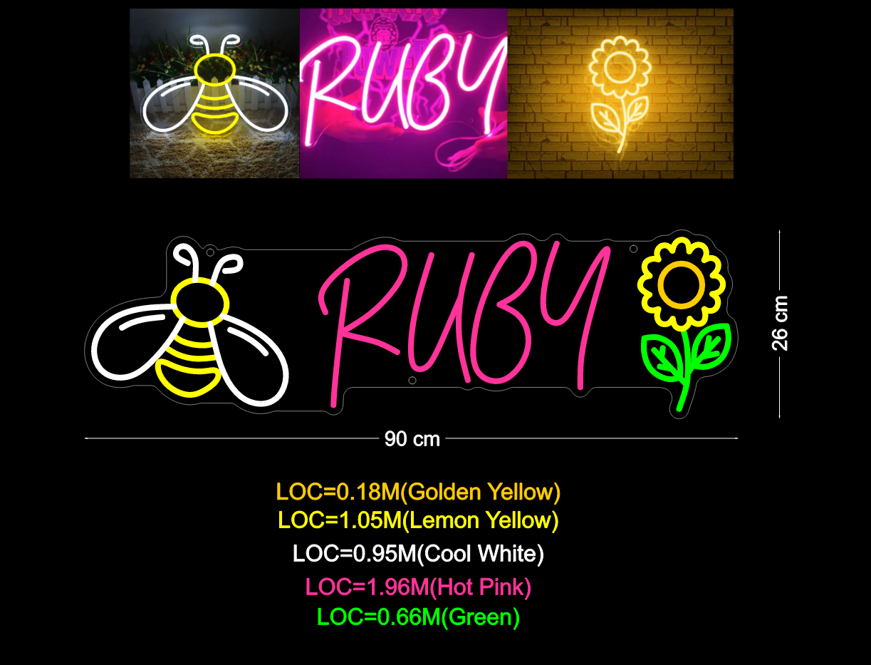 Custom Neon: BEE+RUBY+Sunflower