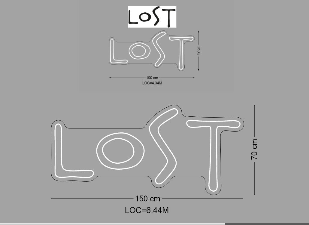 Custom Neon Sign "Lost" Large