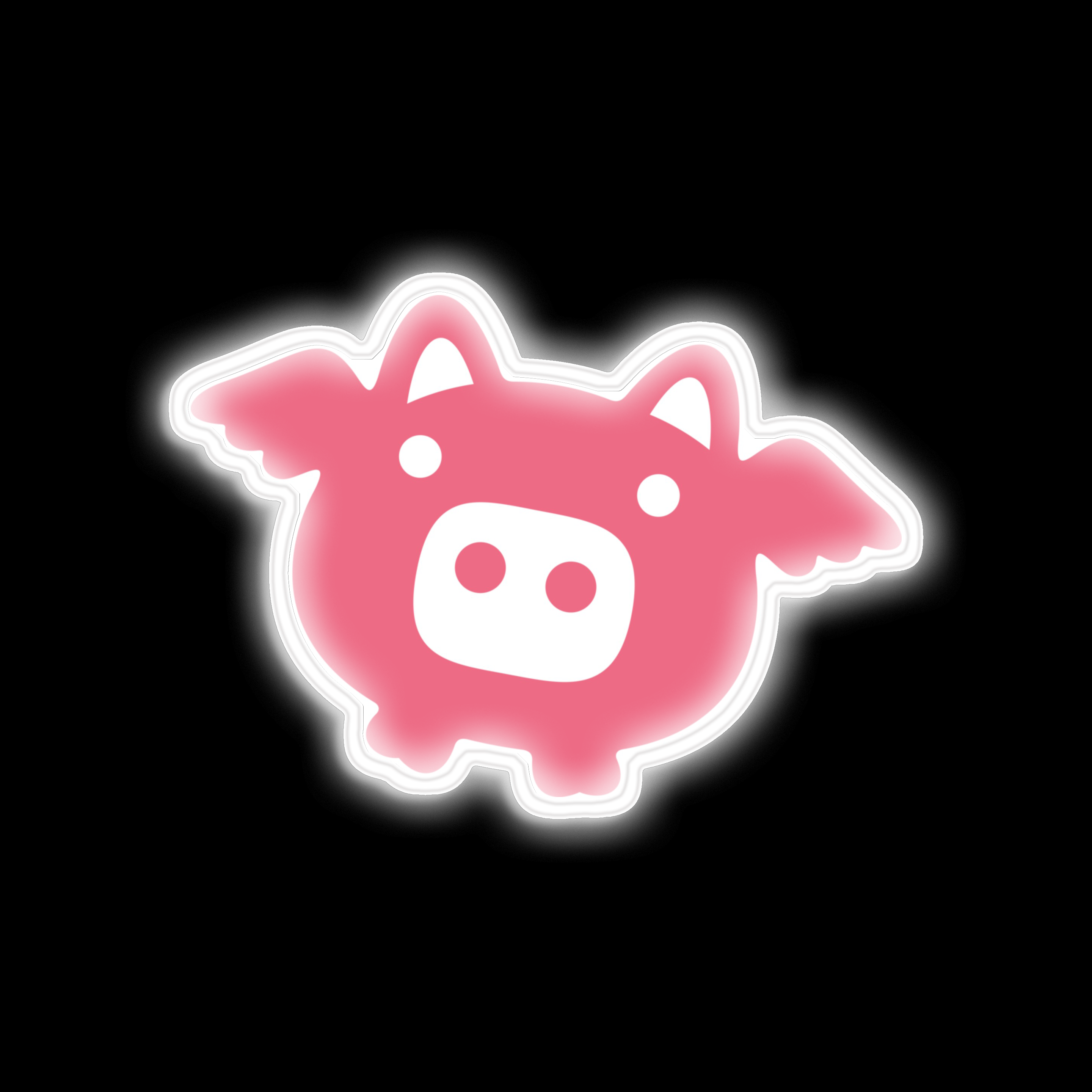 Flying Pink Pig neon sign on canvas